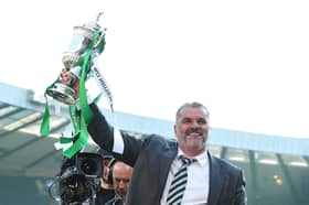Ange Postecoglou lifting the Scottish Cup last season