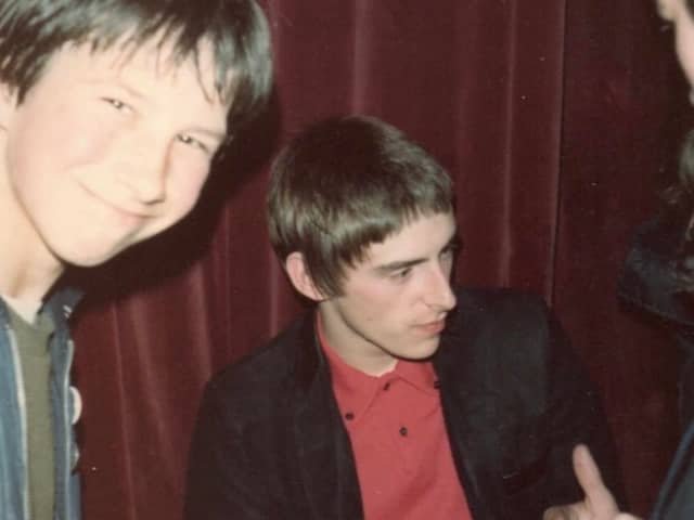 Primal Scream frontman Bobby Gillespie pictured alongside Paul Weller at a Jam gig in Glasgow in 1979. 