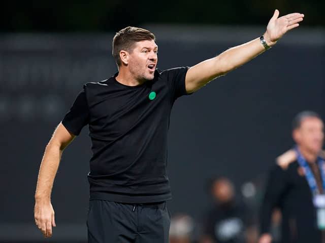 Steven Gerrard from Al Ittifaq FC gestures during the Roshn Saudi Pro League football match 