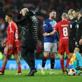 Rangers manager Philippe Clement is seen at full time during the UEFA Europa League 2023/24 round of 16 second leg match against SL Benfica
