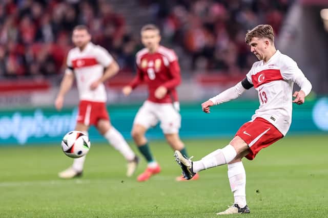 Ridvan Yilmaz of Turkey in action during the international friendly match against Hungary