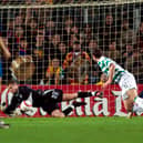 David Marshall pulling off one of his many saves against Barcelona - on this day 20 years ago