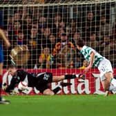 David Marshall pulling off one of his many saves against Barcelona - on this day 20 years ago