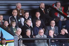Celtic manager Brendan Rodgers is seen in the stand 