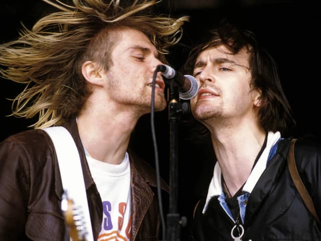 Eugene Kelly of The Vaselines [left] performing with Kurt Cobain at Reading Festival 1991. The Vaselines are one of a number of acts confirmed for this year's Glasgow Weekender alongside Camera Obscura and Bis (Credit: Getty)