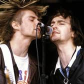Eugene Kelly of The Vaselines [left] performing with Kurt Cobain at Reading Festival 1991. The Vaselines are one of a number of acts confirmed for this year's Glasgow Weekender alongside Camera Obscura and Bis (Credit: Getty)