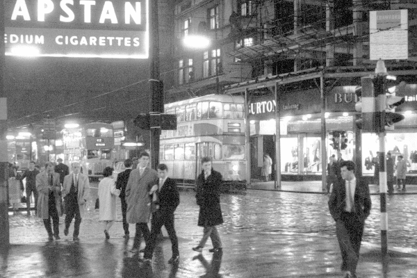 A night on the four corners, where Argyle Street meets Union Street, in 1962