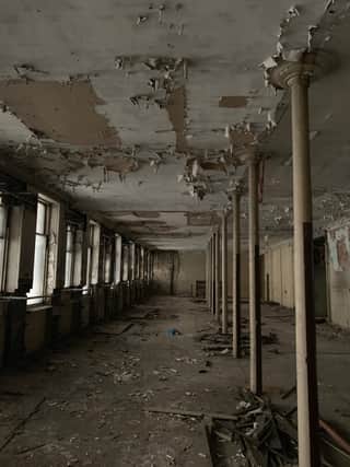 No work is being done within Egyptian Halls, apart from the bare minimum to stop the building from falling in on itself, meaning the scaffolding is just supporting the building.