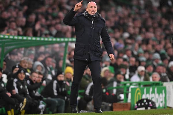Rangers manager Philippe Clement reacts on the sidelines to a decision at Celtic Park