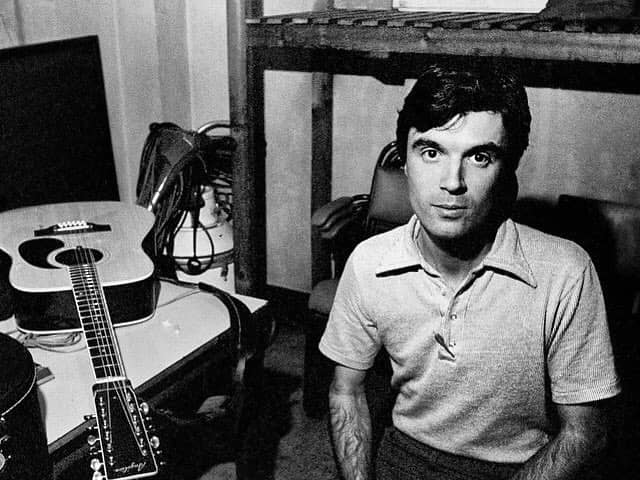 David Byrne, backstage at the University of Strathclyde before a gig with Television and Blondie, May 1977