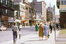 A view down Sauchiehall Street in Glasgow during the 1970s