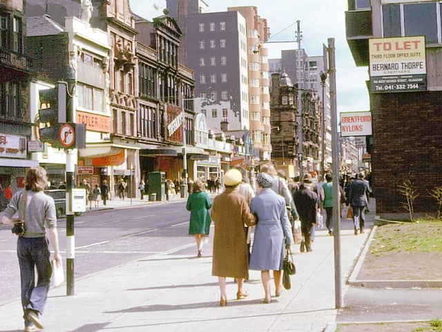 A view down Sauchiehall Street in Glasgow during the 1970s
