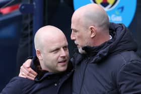 Rangers manager Philippe Clement is seen with Hearts boss Steven Naismith