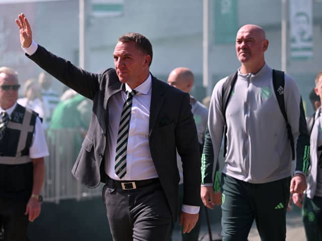 A few hundred met Brendan Rodgers on the Celtic Way upon his return. Thousands greeted him on trophy day.