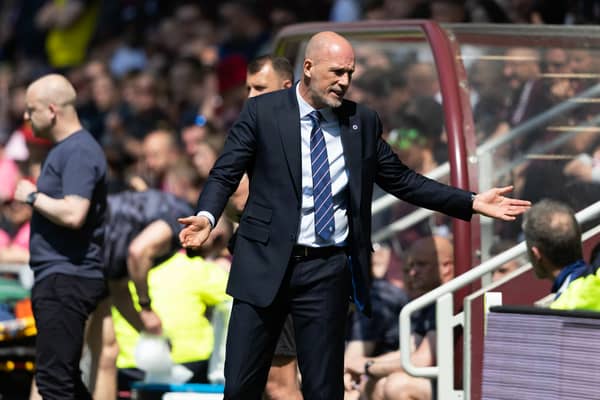 Rangers manager Philippe Clement looks dejected after a decision goes against his side at Tynecastle.