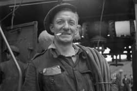 An 'Informal Portrait of a Shipyard Worker' from the Ministry of Information's official collection on the Second World War