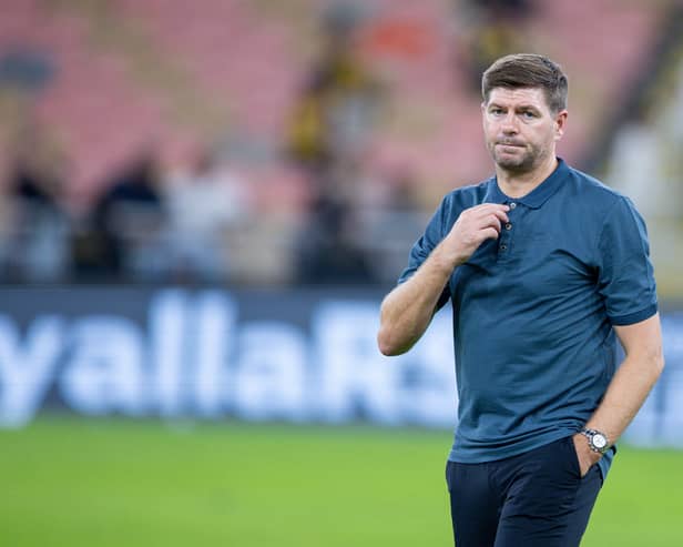 Steven Gerrard head coach of Al Ettifaq looks on 