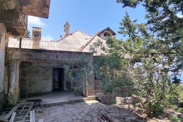 The remains of Villa De Vecchi on the slopes of the Profitis Elias mountain.