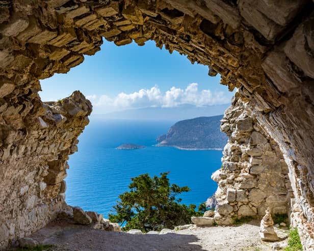 View from ruins of a church in Monolithos castle, Rhodes island, Greece. Image: Tomasz Czajkowski/stock.adobe