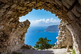 View from ruins of a church in Monolithos castle, Rhodes island, Greece. Image: Tomasz Czajkowski/stock.adobe