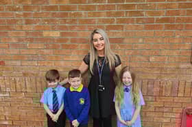 Natasia Nawaz, whose teaching methods have been shared with all primary teachers in the city of Glasgow, with with pupils at Sandaig Primary School