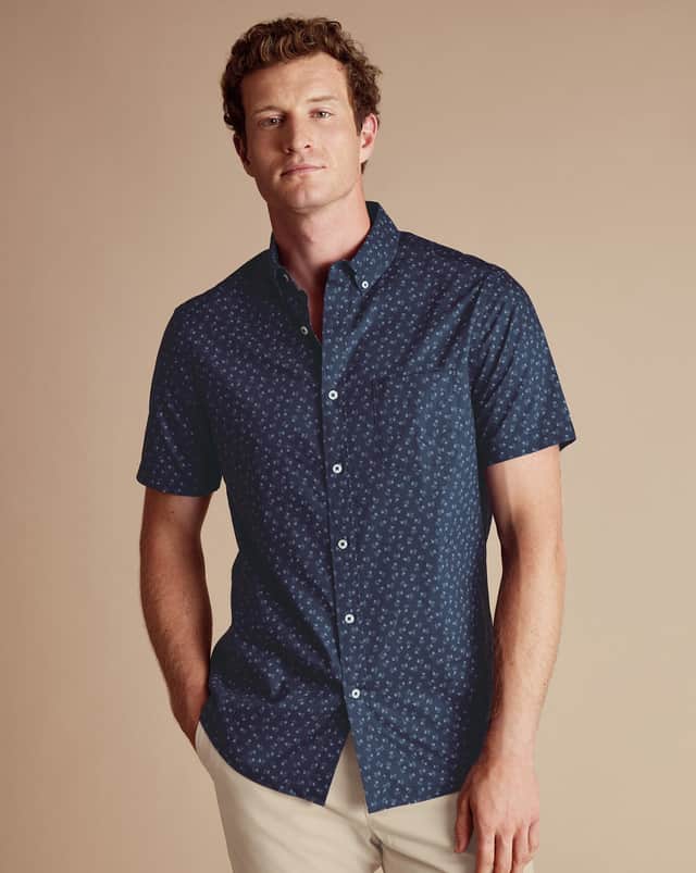 Non-Iron Stretch Ditsy Floral Print Shirt from Charles Tyrwhitt