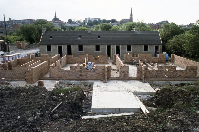 One of Summerlee’s most popular exhibits, the miners’ rows under construction in the early 1990s.