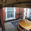 Man narrowly avoids catastrophe after forgetting handbrake.