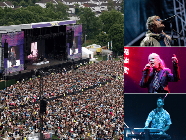 (Top to bottom) Liam Gallagher, Shirley Manson and Calvin Harris are among the names heading to Glasgow Green for TRNSMT 2024 - but who is set clashing this year with who? (Credit: Getty Images)