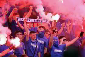 Rangers fans are seen during the Scottish Cup Final match against Celtic 