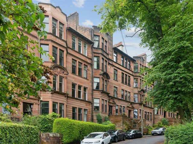 The front of the four bedroom flat on Camphill Avenue in Glasgow's Southside. 