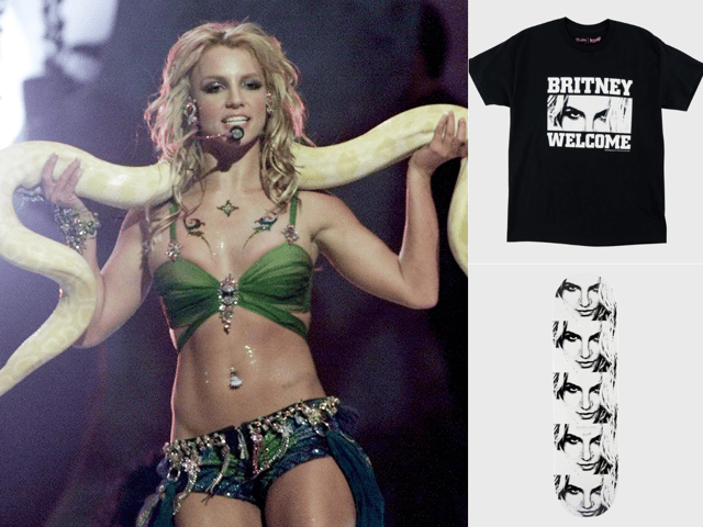 What's on offer from the new Britney Spears collaboration with skateboard brand Welcome? (Credit: Getty Images/Welcome Skateboards.)