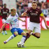 Hearts' Lawrence Shankland and Rangers' Connor Barron in action