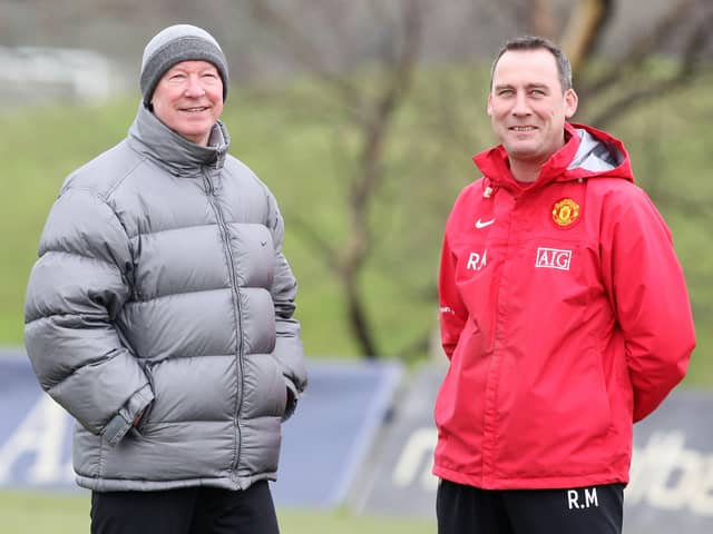 Sir Alex Ferguson and Rene Meulensteen of Manchester United 