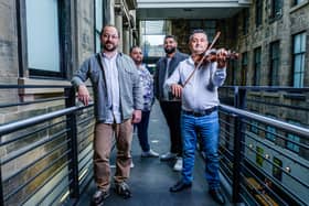 L-R: Janos Lang (Ando Glaso Roma Festival Founder); David Balog (Vocalist in ZOR and Youth Worker for Ando Glaso Roma Festival); Leon Puska (Project Worker Ando Glaso Roma Festival); Marius Otves (Fiddler Ando Glaso Collective) 