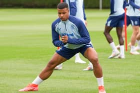 Rangers striker Hamza Igamane trains at Auchenhowie.