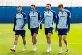 Tom Lawrence, Ben Davies, John Souttar and Kieran Dowell during a Rangers training session