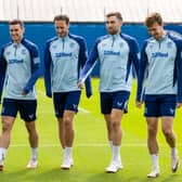 Tom Lawrence, Ben Davies, John Souttar and Kieran Dowell during a Rangers training session