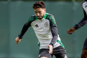 Mikey Johnston during a Celtic training session