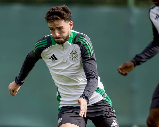 Mikey Johnston during a Celtic training session