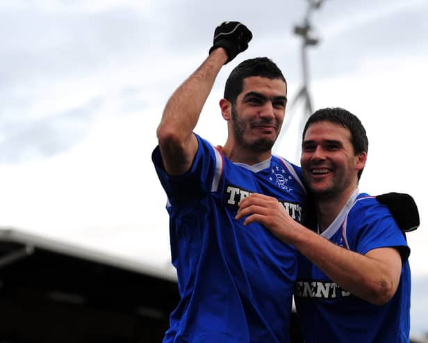 Former Rangers striker David Healy (R) has knocked back the Raith Rovers job