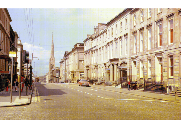 Looking up Bath Street in June 1975. 