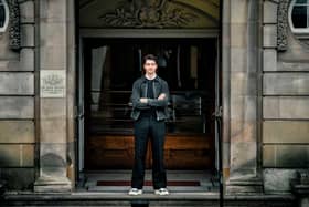 Reece Clarke outside Airdrie Town Hall