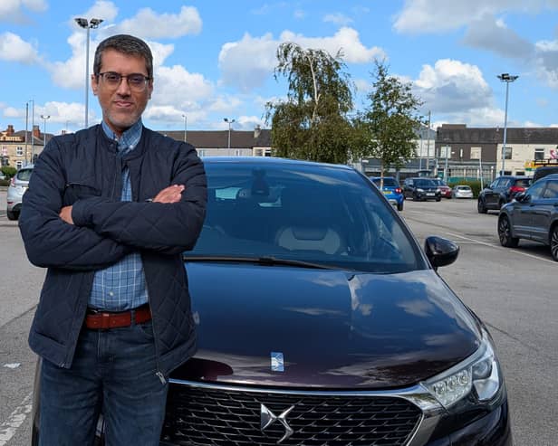 Osman with his latest car, a Citroen DS4, which is on finance after wife Maria told him to stop buying cars on Facebook Marketplace.