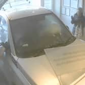 The moment former police officer William McBurnie crashes into a funeral home in an attempt to murder his ex-partner