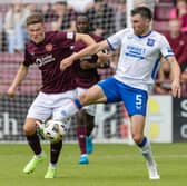 Hearts' Blair Spittal and Rangers' John Souttar in action