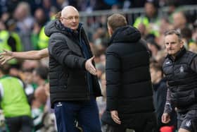 Celtic manager Brendan Rodgers and Falkirk counterpart John McGlynn