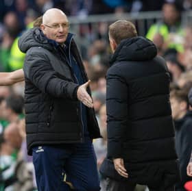 Celtic manager Brendan Rodgers and Falkirk counterpart John McGlynn