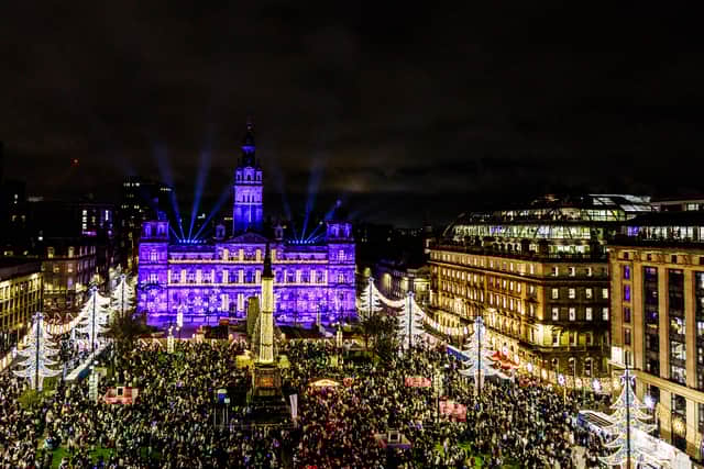 The Glasgow Christmas lights switch on at George Square, on November 19, 2023, in Glasgow, Scotland. (Photo by Ross Parker / SNS Group)