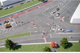 How the new cycle lane will appear on Pollokshaws Road